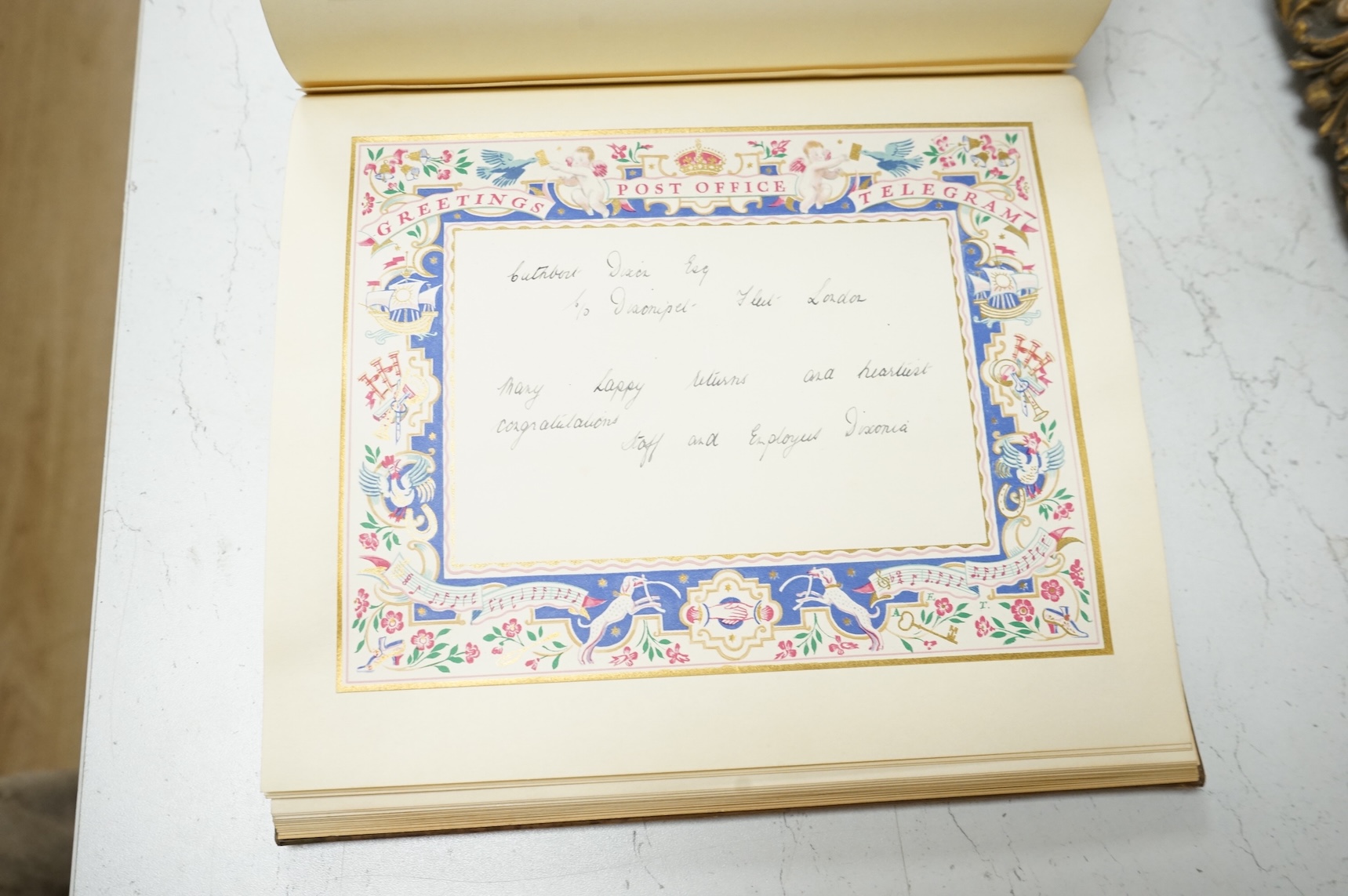 Attributed to Charles (Carlos) Sanchez (20th. C), oil on canvas, Portrait of Cuthbert Dixon (1887-1973), 60 x 48cm, ornate gilt frame, together with a accompanying scrapbook of various invitations and telegrams relating